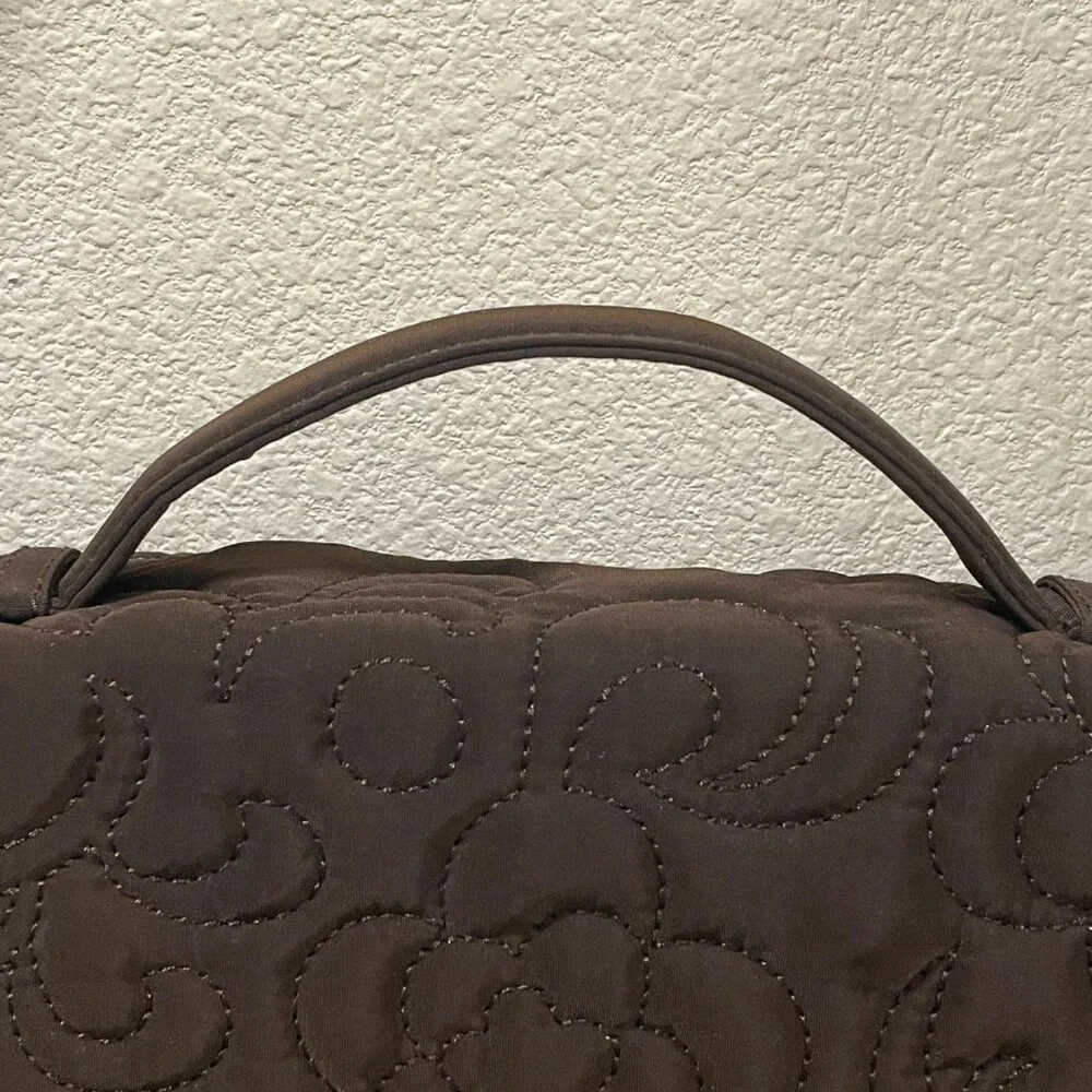 VERA BRADLEY Quilted Microfiber Attache Briefcase/Laptop Messenger Bag Brown